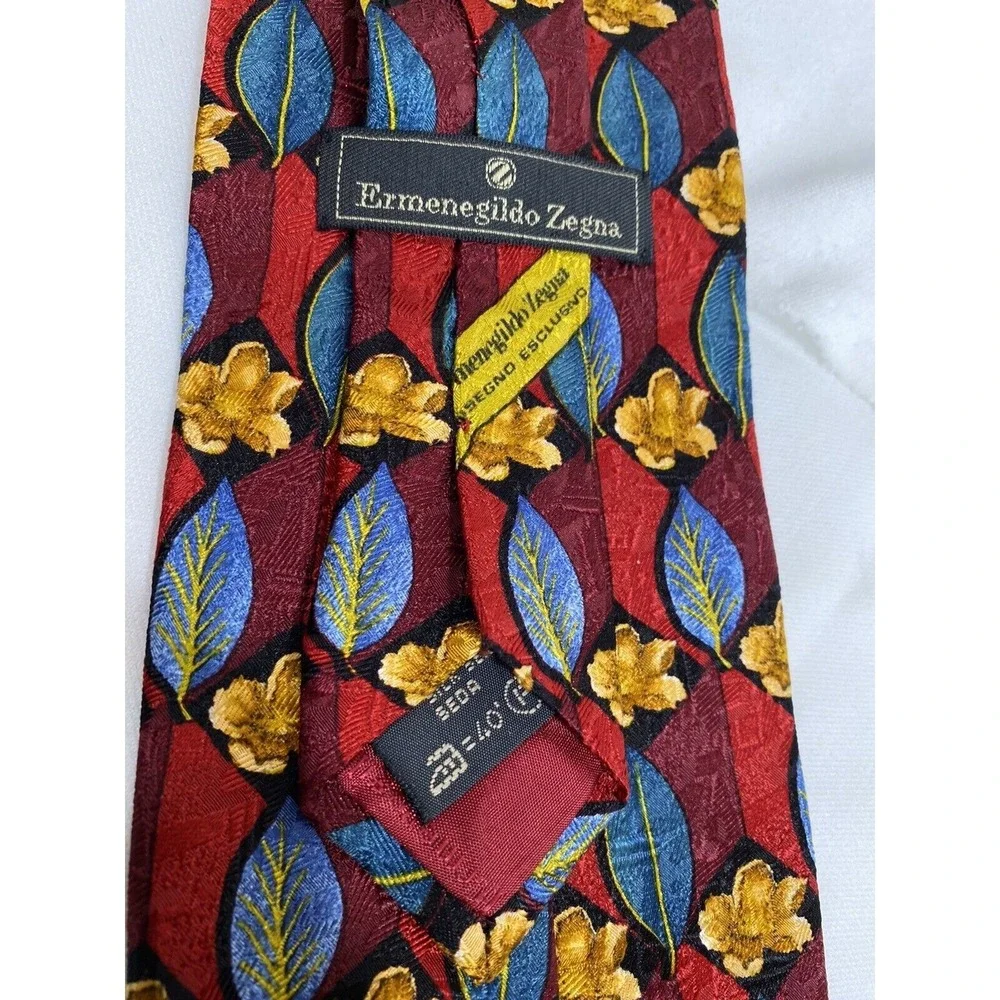 Ermenegildo Zegna Silk Tie Floral Handmade Italy Luxury Old Money Necktie
